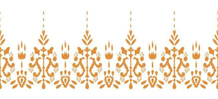 motif ethnique Fait main magnifique ikat art. ethnique abstrait floral Orange Contexte art. populaire broderie, péruvien, Indien, Asie, marocain, Turquie, et ouzbek style. aztèque géométrique art ornement imprimer. vecteur