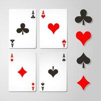 quatre as cartes à jouer poker gagnant main vecteur