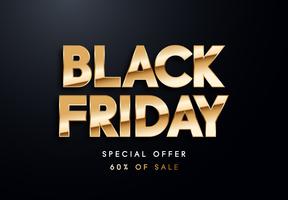 Black Friday lettres d&#39;or vector illustration