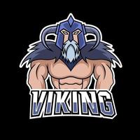 modèle de conception de logo esport sport viking en colère avec armure, casque, barbe épaisse et moustache vecteur