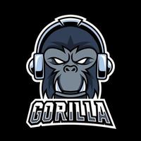 casque de couleur noire de conception de logo de jeu de mascotte de gorille de singe en colère vecteur