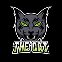 modèle de logo esport sport mascotte chat en colère noir vecteur