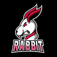 modèle de logo d'esport de jeu de sport de mascotte de lapin blanc pour le club d'équipe d'escouade vecteur