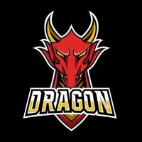 modèle de logo esport de sport de mascotte de dragon de mouche rouge en colère pour le club d'équipe de banderoles vecteur