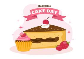 nationale gâteau journée vecteur illustration sur vacances célébrer novembre 26 avec sucré pain dans plat dessin animé rose Contexte conception modèle