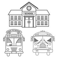vecteur retour à l'école maison et autobus conception