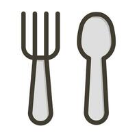 fourchette cuillère vecteur épais ligne rempli couleurs icône pour personnel et commercial utiliser.