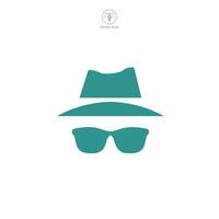 chapeau et lunettes, incognito icône symbole vecteur illustration isolé sur blanc Contexte