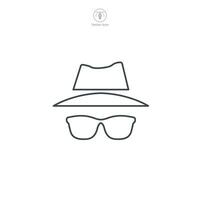 chapeau et lunettes, incognito icône symbole vecteur illustration isolé sur blanc Contexte