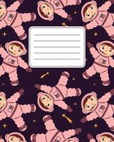 couverture conception pour des cahiers, planificateurs avec le image de une mignonne astronaute. vecteur