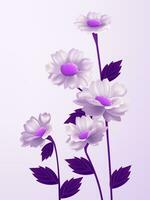 vecteur main peint violet fleurs