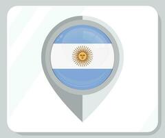 Argentine brillant épingle emplacement drapeau icône vecteur