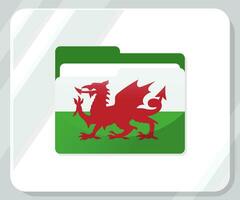 Pays de Galles brillant dossier drapeau icône vecteur