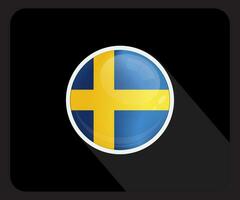 Suède brillant cercle drapeau icône vecteur