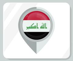 Irak brillant épingle emplacement drapeau icône vecteur