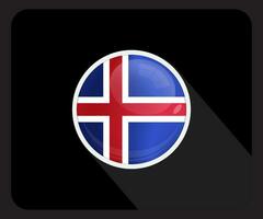 Islande brillant cercle drapeau icône vecteur