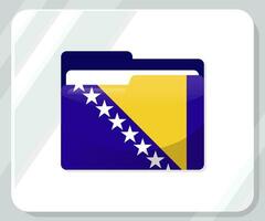 Bosnie et herzégovine brillant dossier drapeau icône vecteur