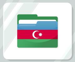 Azerbaïdjan brillant dossier drapeau icône vecteur