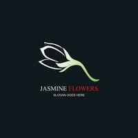 jasmin élément vecteur logo. rond emblème dans minimal linéaire style - Naturel produit conception, fleuriste, produits de beauté, écologie concept, bien-être, spa, brut nourriture emballer.