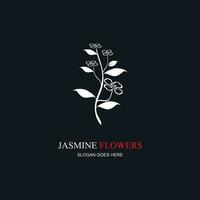 jasmin élément vecteur logo. rond emblème dans minimal linéaire style - Naturel produit conception, fleuriste, produits de beauté, écologie concept, bien-être, spa, brut nourriture emballer.