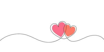 cœur et l'amour dans vecteur continu ligne art illustration de une romantique minimaliste mariage carte sur une blanc Contexte. une mariage cœur esquisser avec artistique ligne conception. vecteur illustration l'amour art.