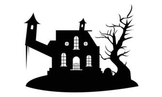 Halloween maison graphique terrifiant agrafe art conception. vecteur