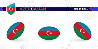 le rugby Balle ensemble avec le drapeau de Azerbaïdjan dans divers angles sur abstrait Contexte. vecteur