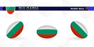le rugby Balle ensemble avec le drapeau de Bulgarie dans divers angles sur abstrait Contexte. vecteur