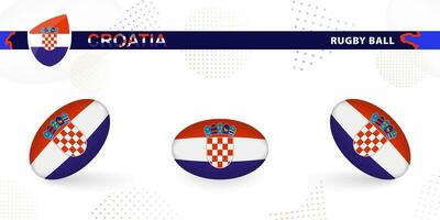 le rugby Balle ensemble avec le drapeau de Croatie dans divers angles sur abstrait Contexte. vecteur