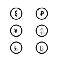 argent et devise échange modifiable accident vasculaire cérébral contour Icônes ensemble isolé sur blanc Contexte plat vecteur illustration.