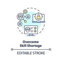 2d modifiable surmonter compétence pénurie mince ligne icône concept, isolé vecteur, multicolore illustration représentant non-retraite. vecteur