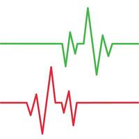 vecteur rouge et vert ligne cœur taux icône,