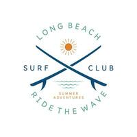 planche de surf ancien logo modèle. vecteur