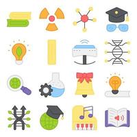 pack d'icônes plates de l'enseignement des sciences vecteur