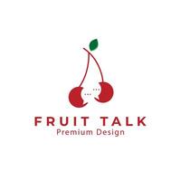 fruit logo avec bavarder consultation parler vecteur icône symbole moderne conception