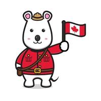 personnage de souris mignon a célébré l'icône de vecteur de dessin animé de la fête du canada