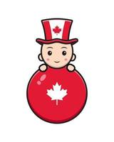 personnage de bébé mignon a célébré l'icône de vecteur de dessin animé de la fête du canada illustration