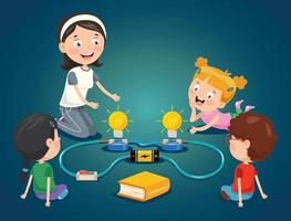 expérience de circuit électrique simple pour l'éducation des enfants vecteur