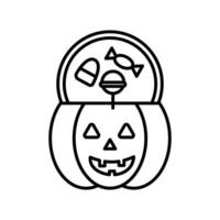 Halloween citrouille panier. jack o lanterne bol. contour style vecteur illustration, modifiable.