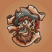 pirate tête mascotte génial illustration pour votre l'image de marque affaires vecteur