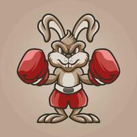 lapin boxeur mascotte génial illustration pour votre l'image de marque affaires vecteur