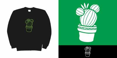 une vert cactus est montré sur une noir chemise et vert Contexte vecteur