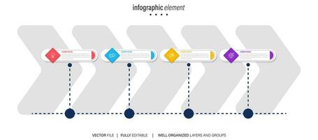 infographie conception modèle. chronologie concept avec 4 pas vecteur