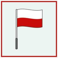 Pologne drapeau dessin animé vecteur illustration. drapeau de Pologne plat icône contour