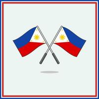 drapeau de philippines dessin animé vecteur illustration. philippines drapeau plat icône contour