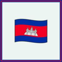 Cambodge drapeau dessin animé vecteur illustration. drapeau de Cambodge plat icône contour. nationale Cambodge drapeau