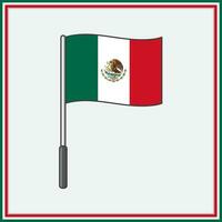 Mexique drapeau dessin animé vecteur illustration. drapeau de Mexique plat icône contour