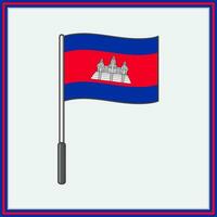 Cambodge drapeau dessin animé vecteur illustration. drapeau de Cambodge plat icône contour