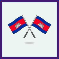 drapeau de Cambodge dessin animé vecteur illustration. Cambodge drapeau plat icône contour