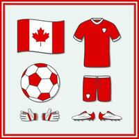 Canada Football dessin animé vecteur illustration. Football Jersey et Football Balle plat icône contour